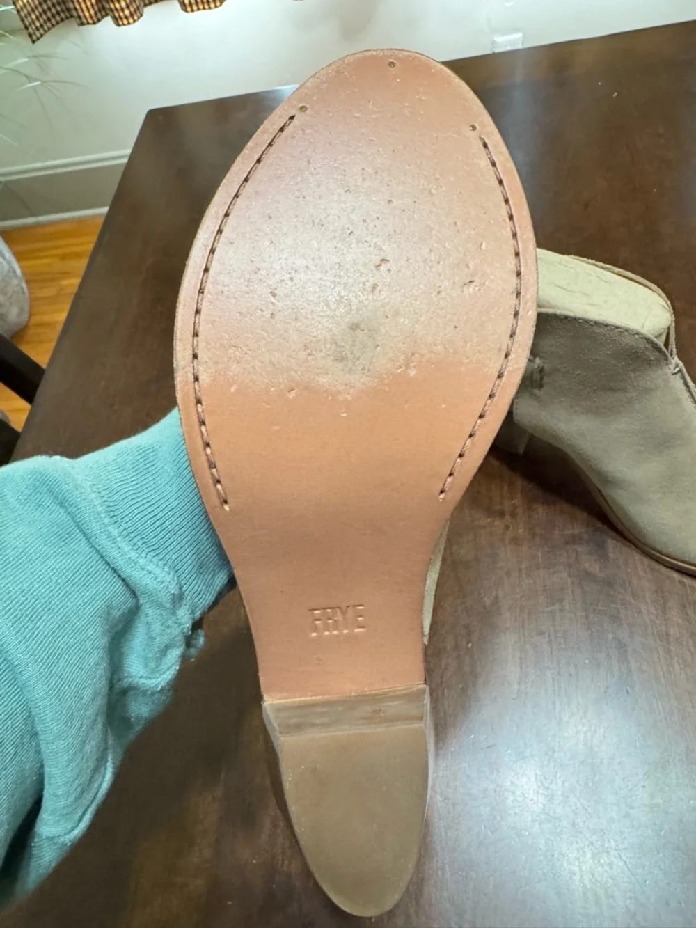 Frye Taupe Suede Open-Toe Block Heel Mules - Picture 3 of 5